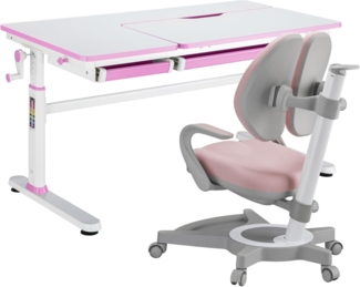 Kinderschreibtisch Sauda mit Kinderstuhl Pink [en. casa]