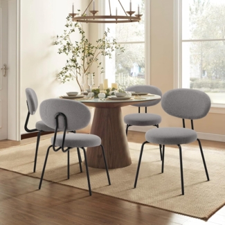 COLAMY Polsterstühle für das Esszimmer, 4er Set, Moderne Küchenstühle mit Rückenlehne, Kleine runde Metallseitenstühle mit gekrümmter Rückenlehne für Esszimmer, Küche, Restaurant, Grau