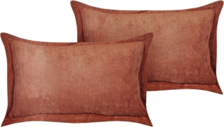 Kissen 2er Set ZINNIA , Braun, 47x27 cm