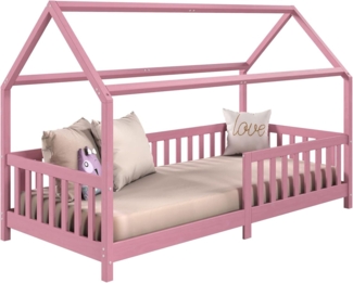 IDIMEX Kinderbett NINA, Hausbett Montessori Bett Kiefer 90 x 200 Tipibett mit Dach und rausfal