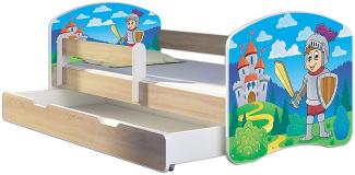 Kinderbett Jugendbett mit einer Schublade und Matratze Sonoma mit Rausfallschutz Lattenrost ACMA II 140x70 160x80 180x80 (32 Ritter, 180x80 + Bettkasten)