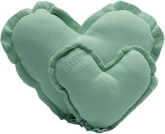 von Herzen Babykissen Musselinkissen Herz aus 100% Baumwolle, Dekokissen Kuschelkissen