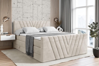 ALTDECOR Boxspringbett ERNINA-Z KING (Multipocket-Matratze H4, H3 Matratze Bonellfederung, Topper, Kopfteil), Doppelbett mit Fußteil