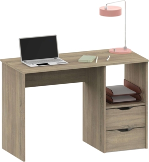 Muebles Pitarch | Schreibtisch mit 2 Schubladen, Studientisch für Jugendliche, Cambrian Eiche, 76 x 115 x 50 cm (Höhe x Breite x Tiefe), Vintage, Kollektion Tibet