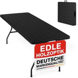Onbest Holz Optik Klapptisch groß - Gartentisch klappbar, Buffettisch, Campingtisch für 6 Personen – aus robustem Kunststoff/Alu – Klapptisch mit Holzstrukur für drinnen & draußen - Klapptisch