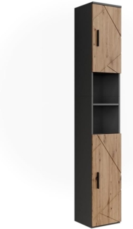 Hochschrank Irma Anthrazit/Artisan 30 x 190 cm mit 2 Türen Vicco