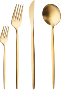 Karaca Besteck-Set Bella Matte Gold Besteck Set für 6 Personen, 24 Teilig, 6 Personen, 304 Qualität 18/10 Edelstahl