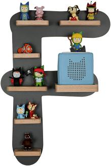 MR TEDDY BEAR Kinderregal Buchstabe F | Holzregal für Toniebox und Tonies | Tonie-Regal hergestellt in der EU | Wandregal zum Spielen und Sammeln | Für Mädchen und Jungen | im F Design in Anthrazit