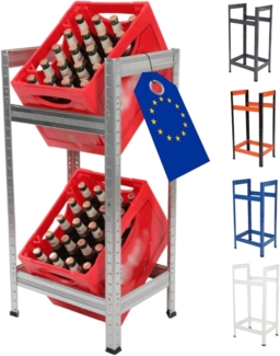 Modo24 Kastenständer HELIOS Metall Getränkekistenregal, Kistenregal, für 2 oder 3 Kisten, Getränkeregal Stabil Kistenständer Freistehend, Kistenhalter, 5 Farben