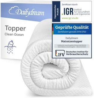 Dailydream viscoelastischer Matratzentopper "Model M" mit Memory Foam Effekt, 90x190x5cm, Edition "Clean Ocean"