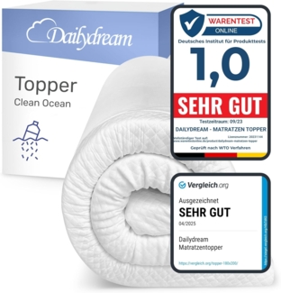 Dailydream viscoelastischer Matratzentopper "Model M" mit Memory Foam Effekt, 90x190x5cm, Edition "Clean Ocean"