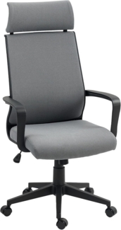 HOMCOM Bürostuhl, Ergonomischer Schreibtischstuhl mit Armlehne, Kopfstütze, Höhenverstellbarer Drehstuhl mit Wippfunktion, Computerstuhl mit Kunstwolle-Optik, Dunkelgrau