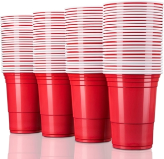 TRESKO Rote Partybecher, 50 Stück, Beer Pong Red Cups