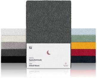 Blumtal® Frottee Spannbettlaken - 2er Set Kuschelig weiches Bettlaken 140x200 cm, Oeko-Tex 100 Zertifiziert, bis 22cm Matratzenhöhe, Anthrazit