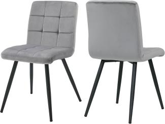 Duhome Esszimmerstuhl 2er Set Samt Küchenstuhl Retro Design Polsterstuhl mit Rückenlehne Metallbeine für Küche Esszimmer Lounge Wohnzimmer 8043B, Grau