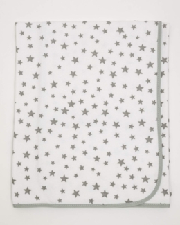 Ti TIN | weiche, saugfähige Babydecke, 80x75 cm | Krabbeldecke aus 100% Baumwolle mit doppellagigen Stoff, Babydecke fürs Auto, Wiege, Kinderwagen, Babyschale, etc, Sterne-Motiv, grau