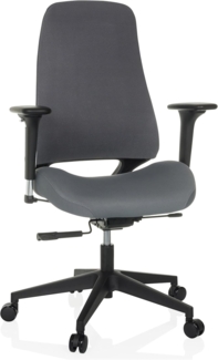hjh OFFICE Bürostuhl ergonomisch HENFIELD B Drehstuhl mit Flexibler Rückenlehne, Muldensitz mit Sitztiefenverstellung, Stoff Grau