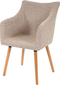 Esszimmerstuhl Malmö T382, Stuhl Küchenstuhl, Retro 50er Jahre Design ~ Textil, creme/grau