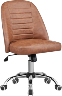 Yaheetech Bürostuhl Schreibtischstuhl Ergonomisch Gepolstert Stoff Drehstuhl mit Rollen Arbeitshocker ohne Armlehne Chefsessel höhenverstellbar (Kunstleder, Retro-Brown)
