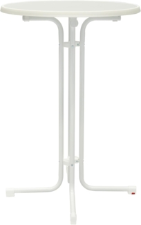 MFG Stehtisch 80 cm klappbar, wetterfeste Melamin-Platte, Gestell: weiß, Tischplatte: weiß
