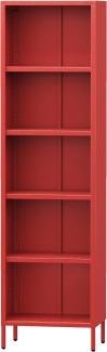 Jan Nowak Bücherregal Metall - Mario | Stabiles Regal Industrial mit 4 höhenverstellbaren Einlegeböden (4x30 kg) und Wandmontage | Hochregal Glitzernd, Regal Schmal | 50 x 180 x 35 cm | Rot