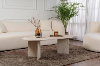 Dmora - Wohnzimmertisch Parrano, Niedriger Wohnzimmertisch, Kaffeeregal, Couchtisch für Sofa, 119x60 h40 cm, Beige