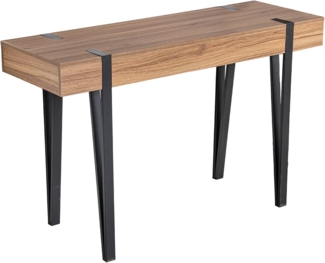 DRW Konsolentisch aus Metall und Holz, Schwarz und Natur, 120 x 50 x 75 cm
