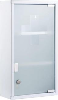 Zedelmaier Medizinschrank aus Edelstahl,Medikamenten Aufbewahrung,Medikamentenschrank 3 Fächer,Apothekerschrank,Hängend,48 x 27 x 12 cm,Weiß - 3 Fächer