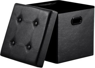 Zedelmaier Sitzhocker Sitzwürfel mit Stauraum Fußhocker Fußbank Truhen Aufbewahrungsbox faltbar belastbar bis 300 kg, aus Kunstleder kratzuuunempfindlich, 38 x 38 x 38 cm (Schwarz-2)