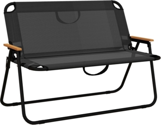 Outsunny Campingstuhl Sitzbank Klappbare 2-Sitzer Campingbank Klappbank bis 220 kg belastbar (Gartenbank, 1 St), für Camping, Terrasse, Mesh, Schwarz, 108 x 65 x 73 cm
