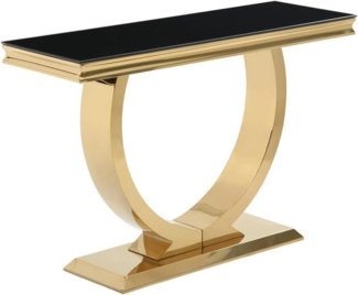 Vente-unique - Wandkonsole - Sicherheitsglas & Edelstahl - Goldfarben & Schwarz - ROWAN von Pascal Morabito