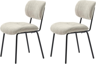 FJORDFORM Esszimmerstühle 2er Set, Küchenstuhl, Polsterstuhl, Wohnzimmerstuhl mit Rückenlehne, Sitzfläche aus Polyester, Metallbeine, Polyester, Off White, Perfekt für das Esszimmer