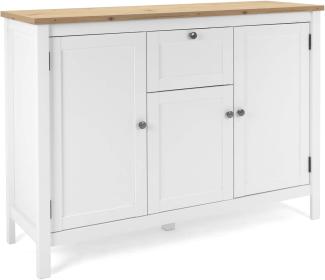 Homestyle4u Sideboard, Holz weiß / natur, 120 x 90 x 40 cm