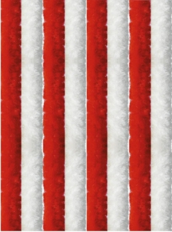 Flauschvorhang 140x220 Unistreifen rot - weiß