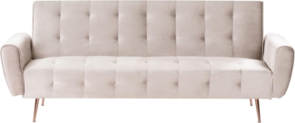 beliani 'SELNES' Schlafsofa, 3-Sitzer, Samtstoff, Beige, 85 x 84 x 212 cm