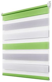 Deswell Doppelrollo Klemmfix ohne Bohren Grün-Grau-Weiß B75 x H130 cm (Stoffbreite 71cm) Rollos für Fenster ohne Bohren für Fenster mit Lichtdurchlässig & Verdunkelnd/Höhe Stufenlos Verstellbar