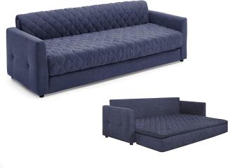 Atlantic Home Collection Kelly Schlafsofa mit Taschenfederkern und praktischem Topper, blau, 226x86x78 cm (BxTxH)