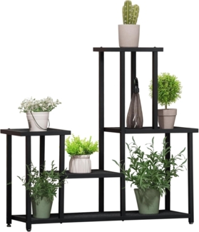 Outsunny Pflanzentreppe mit 4 Regalen, Wetterbeständig, Blumentreppe (Pflanzenregal, 1 St, Blumenständer), für Garten, Balkon, Schwarz