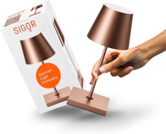 SIGOR LED Tischleuchte Akku-Tischleuchte, Dimmbar, LED fest integriert, 2.700 K / 2.200 K