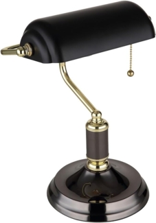 LED Tischleuchte, Bankerlampe, Metall schwarz gold, H 34 cm