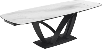 riess-ambiente Esstisch PAPILLON 180-260cm weiß / schwarz · Konferenztisch mit Keramik-Platte (Einzelartikel, 1-St), ausziehbar · für 8-10 Personen · Marmor-Design · Metall · Industrial
