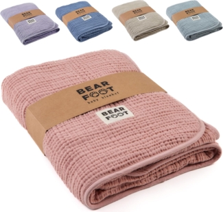 Babydecke Babydecke Musselin Fleecedecke flauschig weich - rosa, BEARFOOT, flauschige Kuscheldecke, Baby, Neugeborene, Geschenk Junge & Mädchen