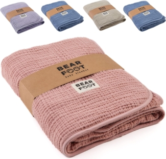Babydecke Babydecke Musselin Fleecedecke flauschig weich - rosa, BEARFOOT, flauschige Kuscheldecke, Baby, Neugeborene, Geschenk Junge & Mädchen