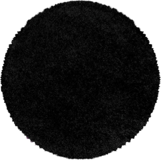 Carpetsale24 Shaggy Hochflor Teppich 120 cm Rund Schwarz | Runder Teppich Wohnzimmer – Moderner, Weicher, Flauschiger Langflor für Schlafzimmer, Badezimmer & Küchenteppich, Wohnzimmerteppich