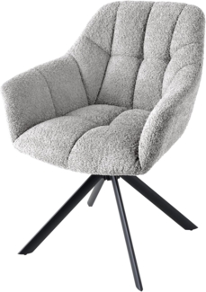 riess-ambiente Polsterstuhl PAPILLON grau / schwarz (Einzelartikel, 1 St), Esszimmer · Bouclé · Metall · Armlehne · 180° drehbar · Modern Design
