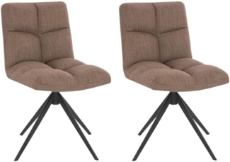 HOME DELUXE Esszimmerstuhl drehbar Webstoff NODA – 2er Set Grau / Braun