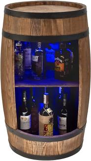 CREATIVE COOPER Weinregal Holz mit LED-Leuchten - Weinschrank Mini Bar - Alkohol Schrank Mann - Barschrank - Fass bar - 80cm hoch - Retro deko Bar Regal - Nadelbaumholz - Fassbar - Fassmöbel (Wenge)