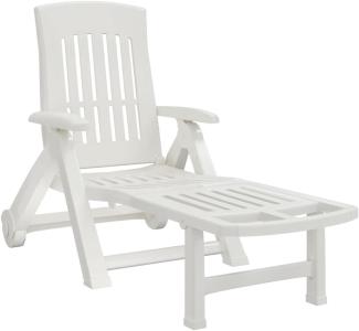 vidaXL Klappliege mit Rollen Weiß PP 364696