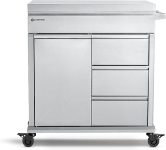 BURNHARD® Grillablagetisch Grill Beistellwagen (Soft Close Schubladen, kompatibel mit Earl & FRED Gasgrills, Grilltisch), Edelstahl