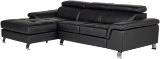 Vente-unique - Ecksofa Leder - Ecke Links - Schwarz - MISHIMA